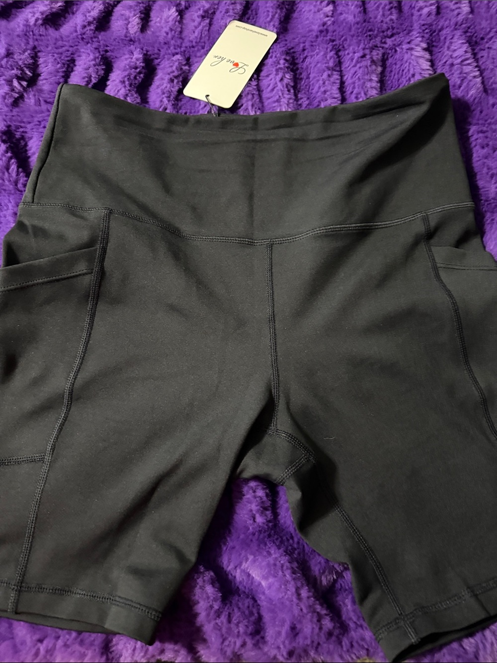 Women's Black Bike Shorts with Side Pockets